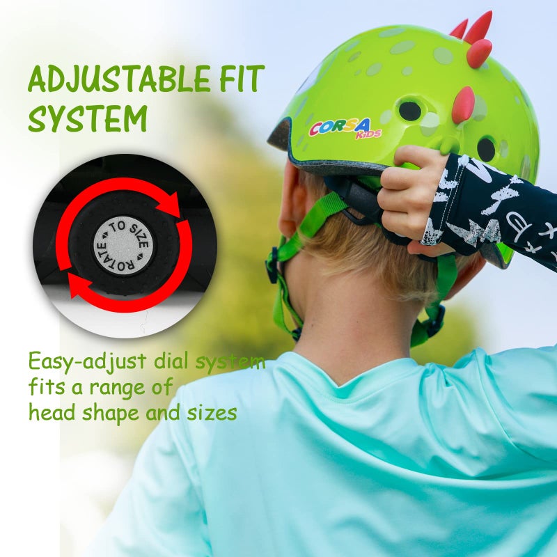 Anharluka Kids Toddler Bike Helmet  Adjustable and Multi-Sport for Child Infant Baby  3 Sizes for Age 1-2-3-5-8-14 Years Boys Girls (Dinosaur  Small) - Image 4